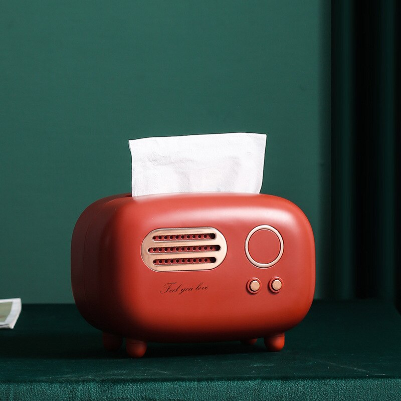 Boîte à mouchoirs de bureau, modèle Radio rétro, Vintage, distributeur de mouchoirs, rangement de serviettes, organisateur d&#39;ornement artisanal