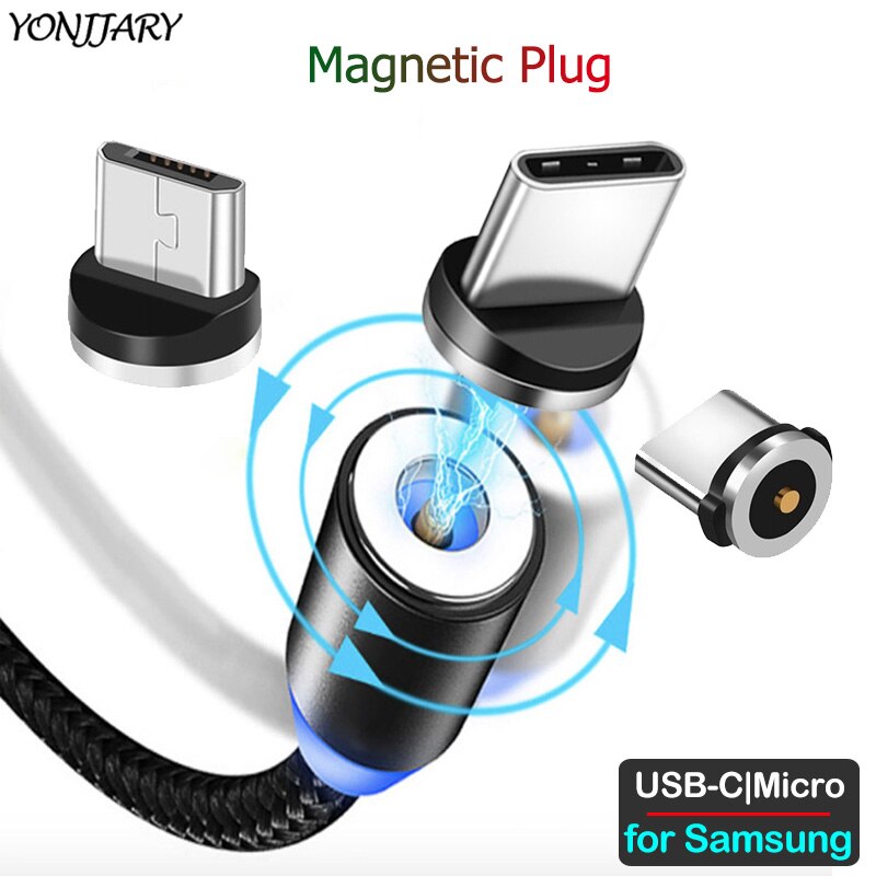 Rundt magnetisk adapterkabel til samsung galaxy  s20 s10 s9 s8 s7 s6 plus ultra note 10 9 8 5 lite micro usb type c opladerstik