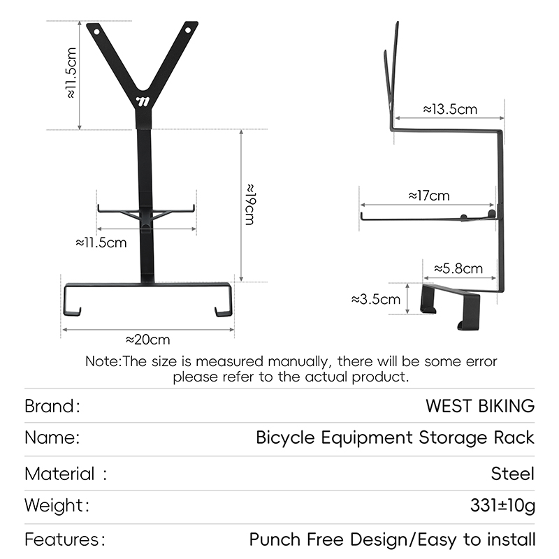 WEST BIKING Opbergrek voor fietsuitrusting Indoor Wall-Mount Fietshelm Schoenenhouder met haakstandaard Fietsaccessoires