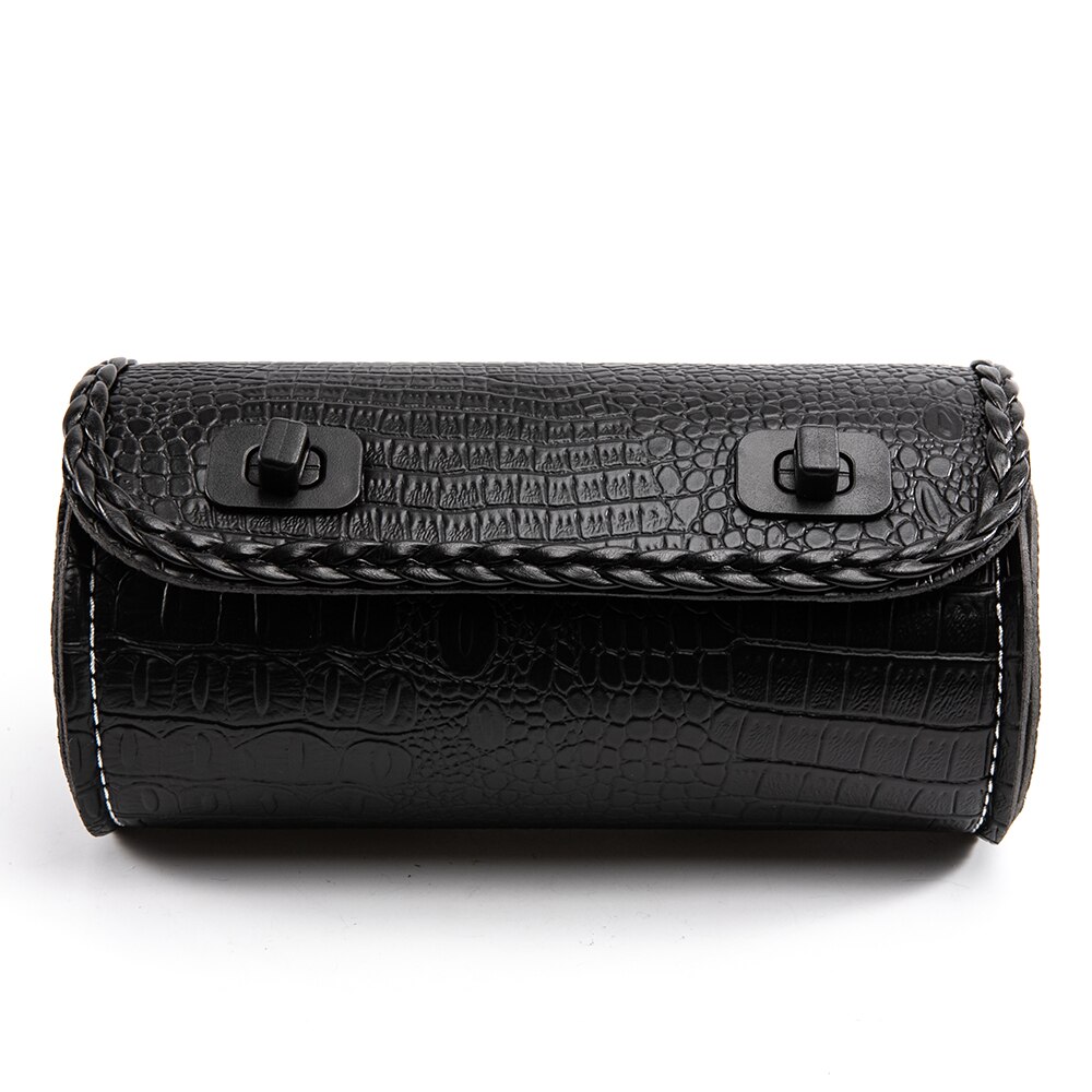 Sacoches universelles en cuir PU pour moto, sacoches de selle pour guidon, sac de rangement pour barre Sissy, pour Honda, Kawasaki, Suzuki et Yamaha: Black