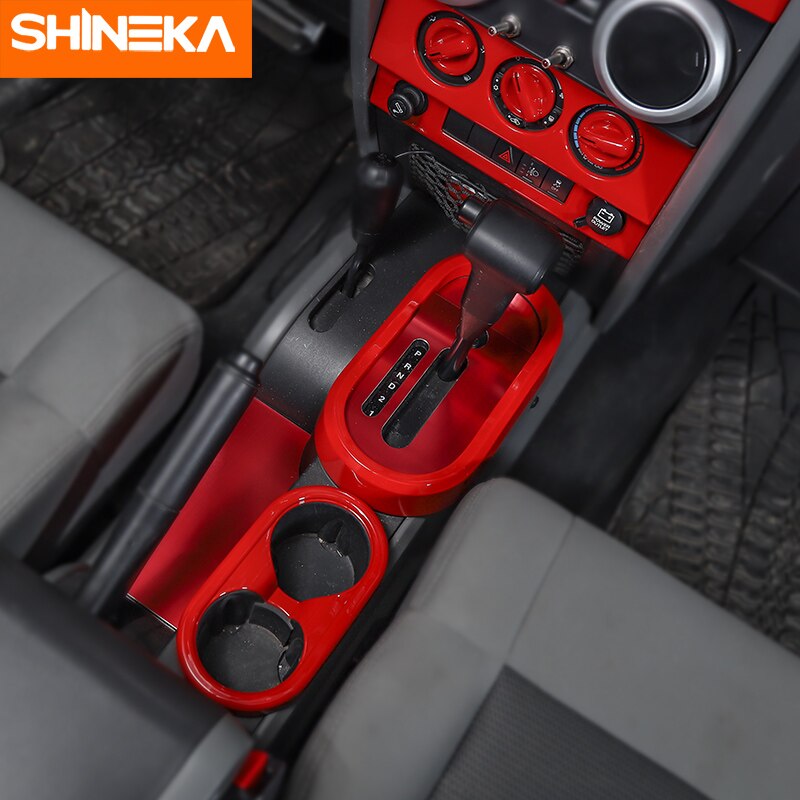 Molduras de Interior SHINEKA para Jeep Wrangler JK 2007 Kit de decoración de coche rojo pegatinas accesorios para Jeep Wrangler JK