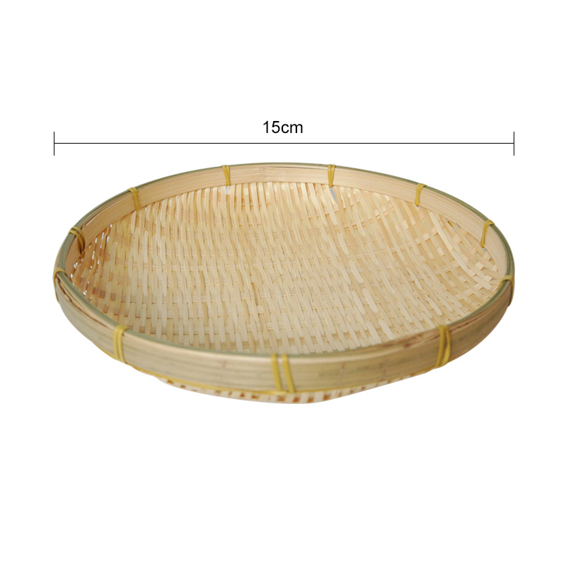 Håndvævet bambus sigte miljøvenlig bambus flettet opbevaringsplade rund snack fad frugt madkurv boligindretning tilbehør: Diameter 15