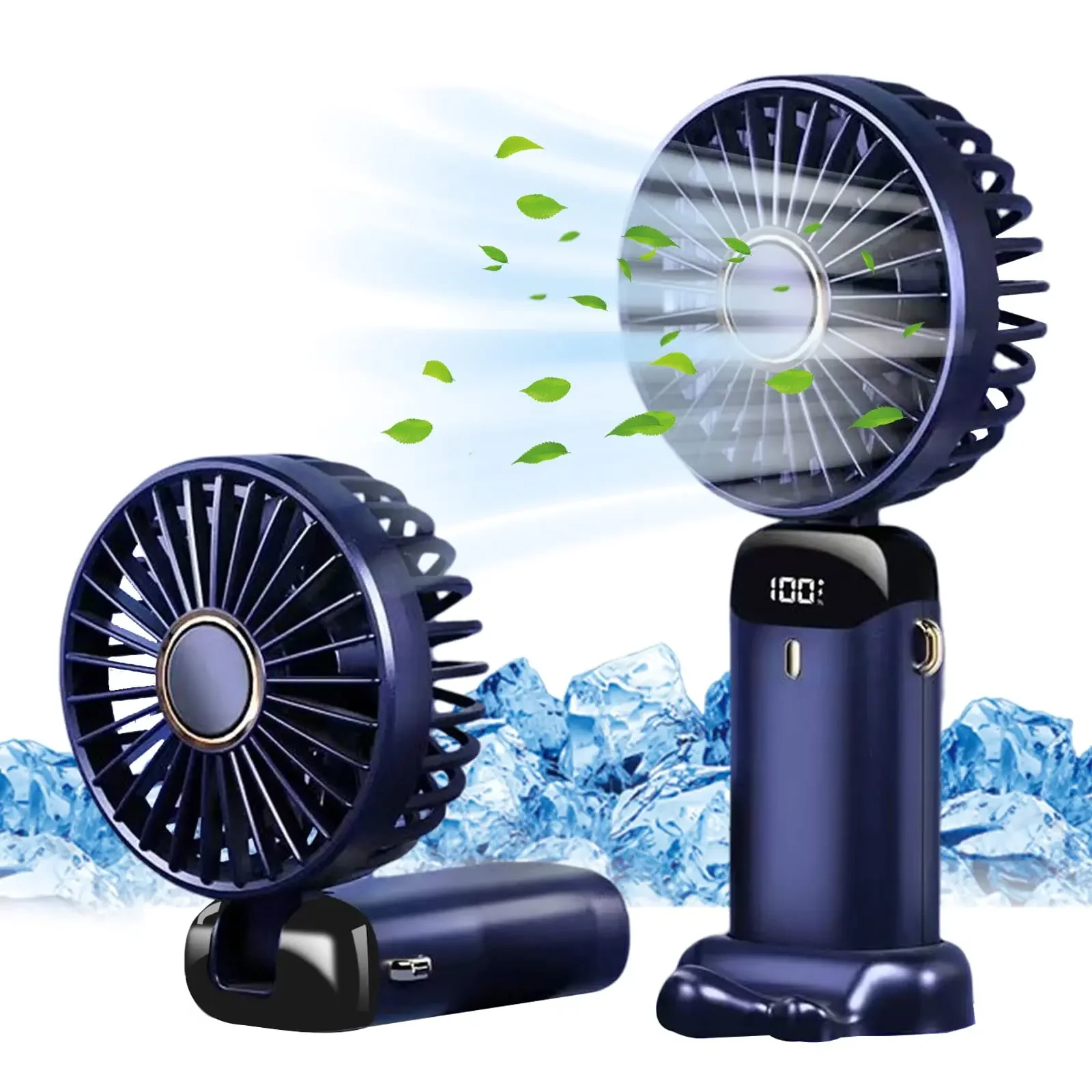 Wentylator elektryczny, przenośny klimatyzator, mini chłodziarka, akumulatorowy, wentylator na szyję robić użytku domowego, ręczny, klimatyzator usb, ostrza: Zielony