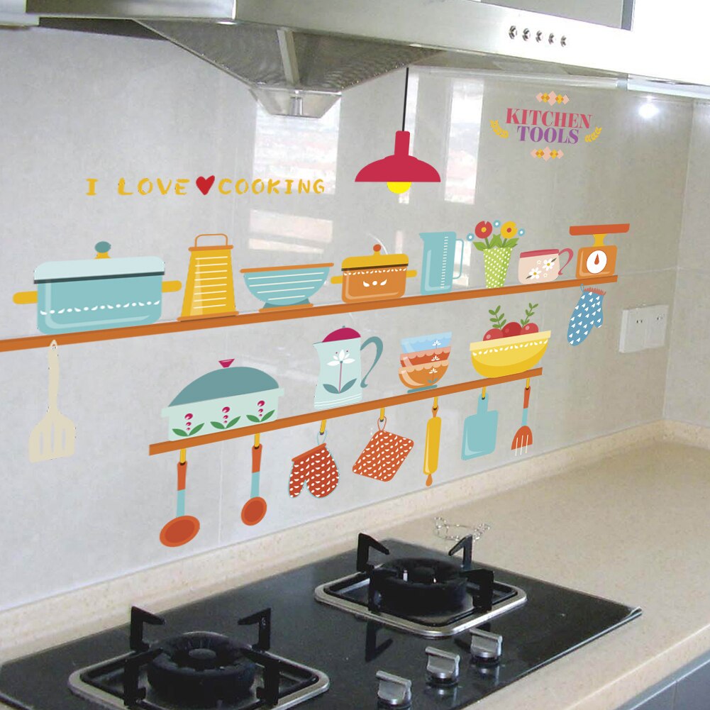 kitchen tools wall decals shop window home decoration cartoon wall stickers decorations pvc poster diy mural art decals