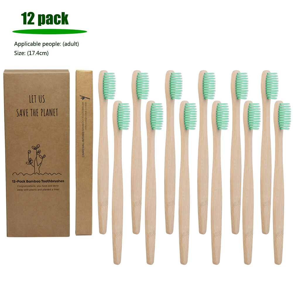 12pcs Natural Bamboo Handle hard Toothbrush Oral Care Eco-friendly Tooth Teeth Rainbow Bristles Brushes Travel Toothbrush: Orange