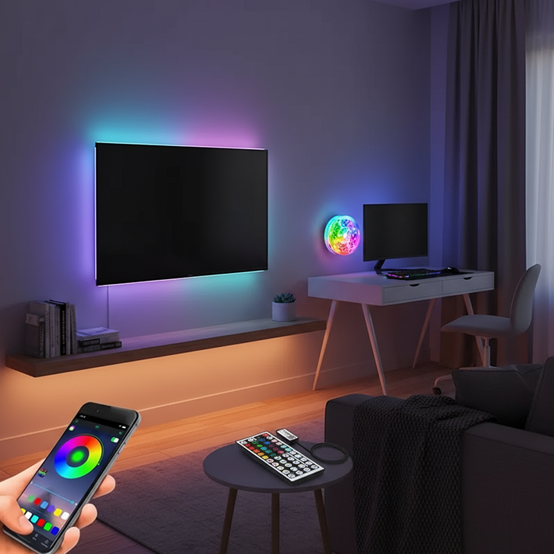 18 led-strimler med 5050 rgb-lys, usb, farveskiftende, fleksibel lampe med app-styring til rumdekoration, tv-baggrundsbelysning