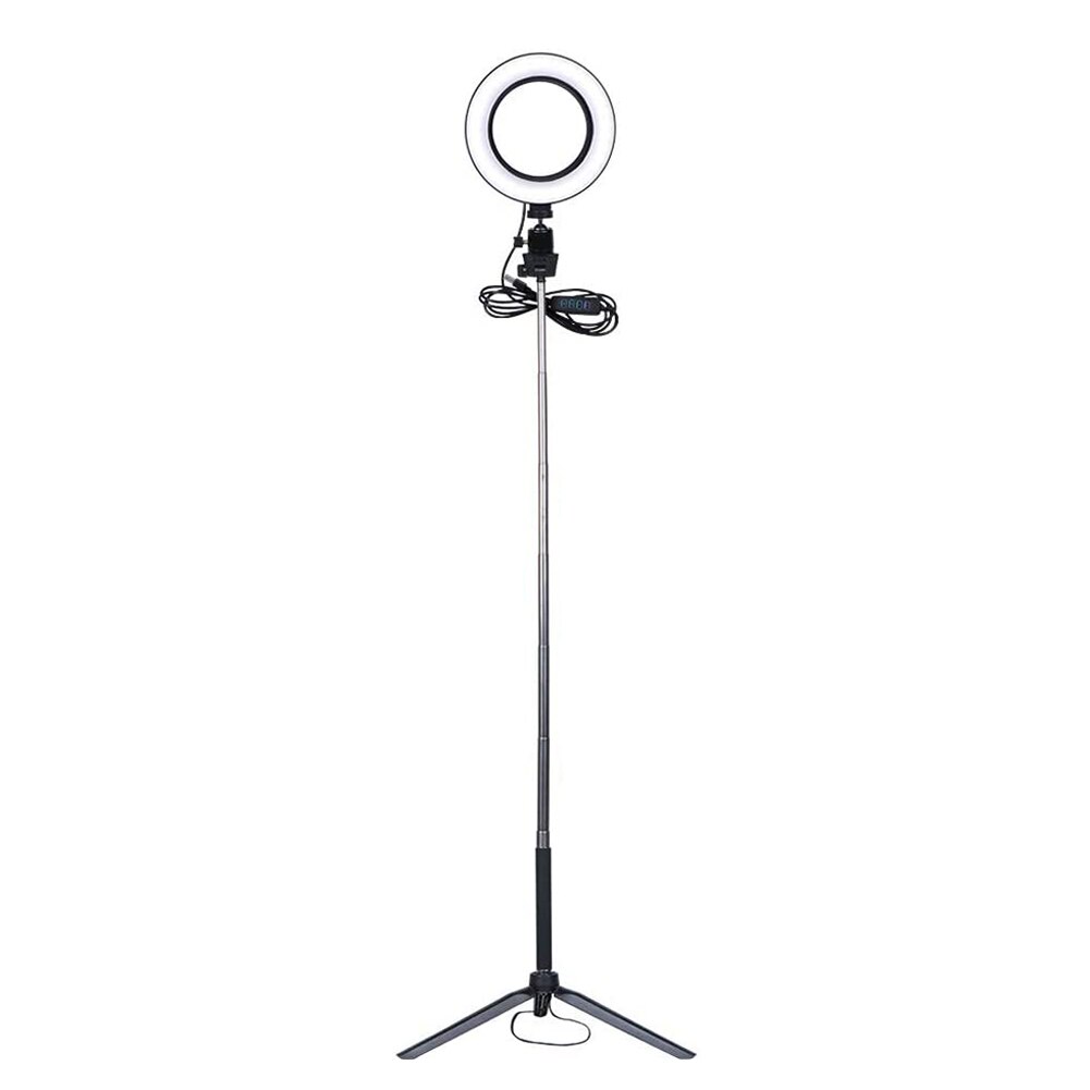 USB LED Selfie Ring Light Dimmable Camera Phone Video Photography Lighting w/ Tripod Brightness adjustable for Makeup LiveStream