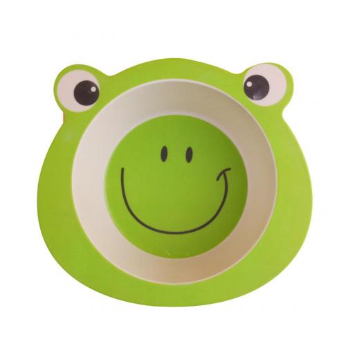 Baby Bowl Cartoon Animal Tableware Feeding Plate Bamboo Fiber Kids Dish Cutlery: Frog