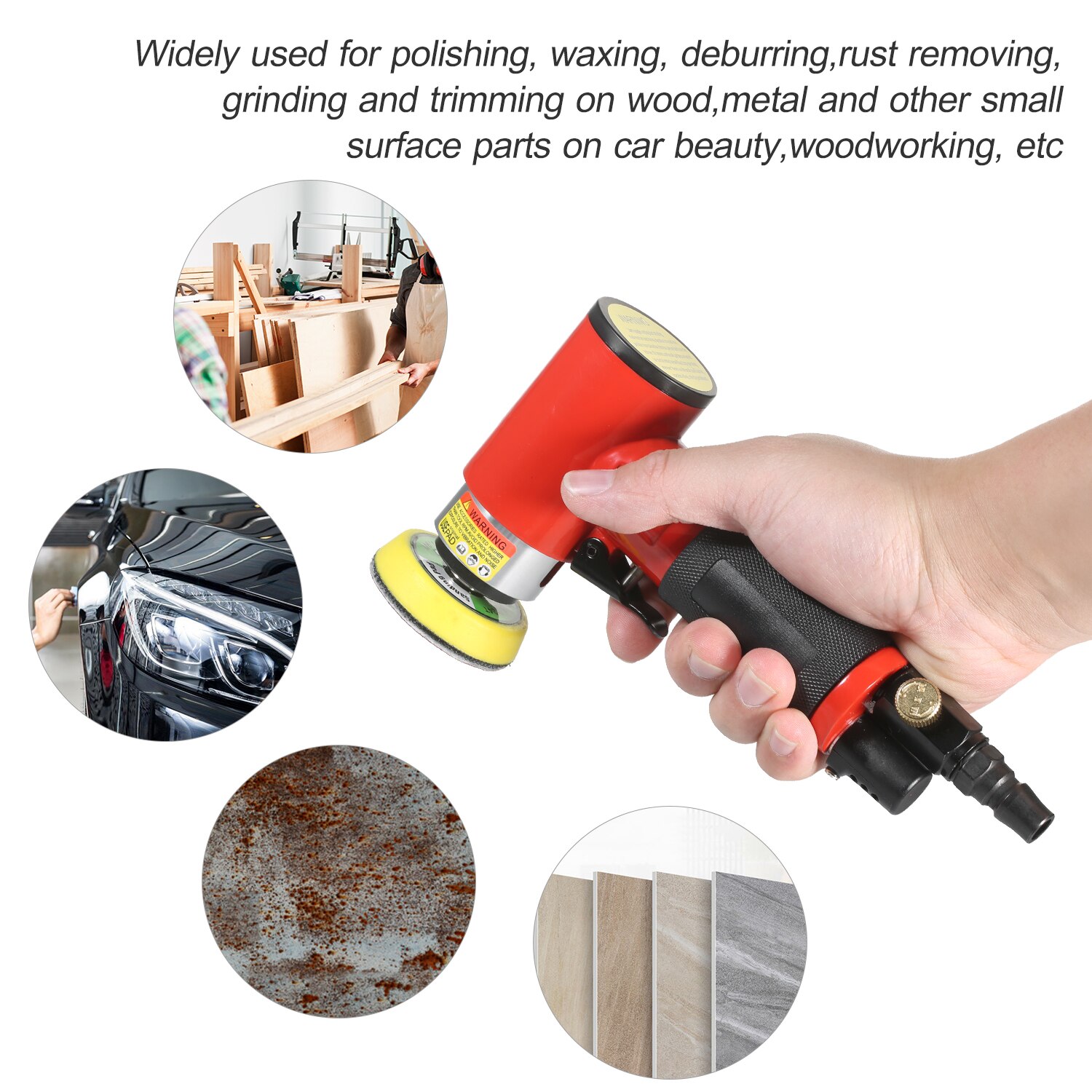 KKmoon Mini Air Sander with 1/2/3 Inch Sand Disks Random Orbital Pneumatic Sander Air Powered Sanders &amp; Polisher for Car Beauty