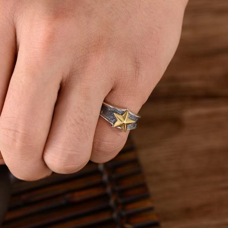 Anello Vintage popolare stella d'oro uomo donna coppia anelli proposta anello moda matrimonio gioielli regalo anello coda ridimensionabile