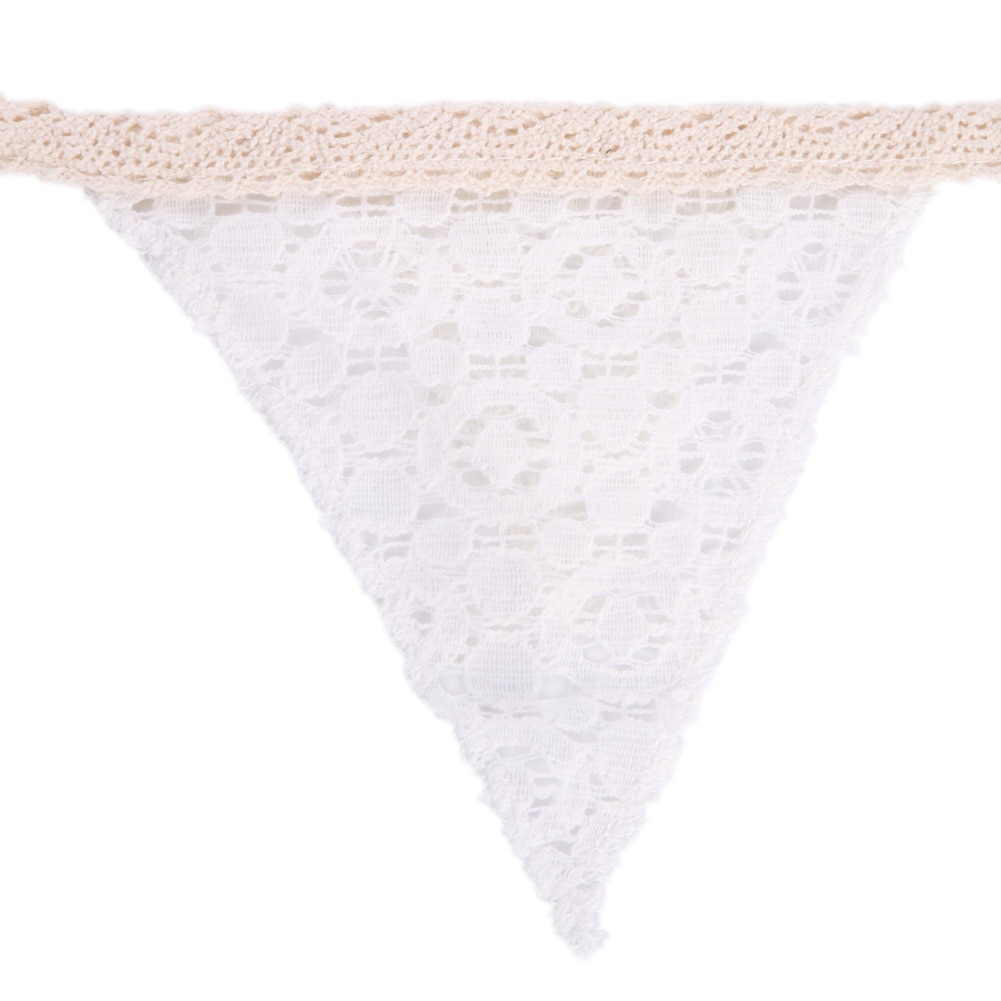 10 st 2.5m bröllopsdekorationer romantisk vintage shabby elfenben spets banner flagga kransar heminredning