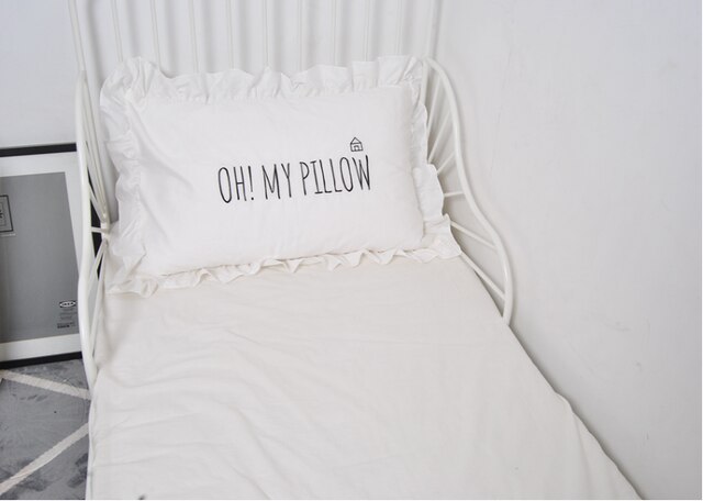 Enfants mignon 100% coton à volants taie d'oreiller solide blanc à volants taie d'oreiller européenne taie d'oreiller protecteur literie 48*74cm: 7