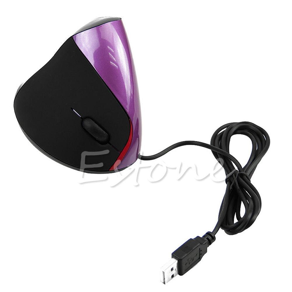 Pionowa optyczna mysz USB ergonomiczna konstrukcja uzdrawianie nadgarstka na komputer PC Laptop: Purple