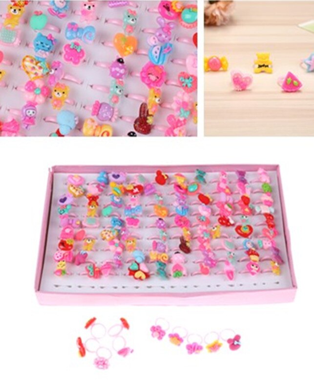 10Pcs/lot Mixed Cartoon Children/Kids Resin Rings Jewelry 3D Ring Jewelry Dia 1.8cm