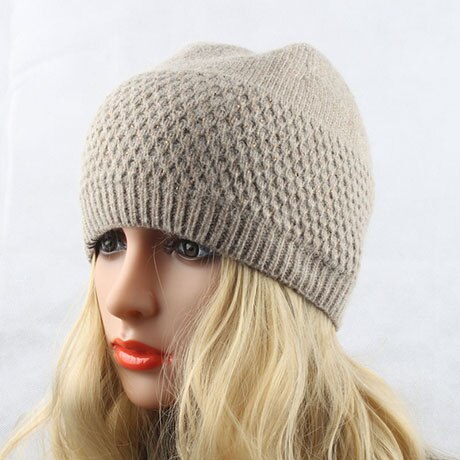 Kvinders hat rhinestone uld strikkede beanies til damer vinter forår beanie hat kvindelige cap skullies: Khaki