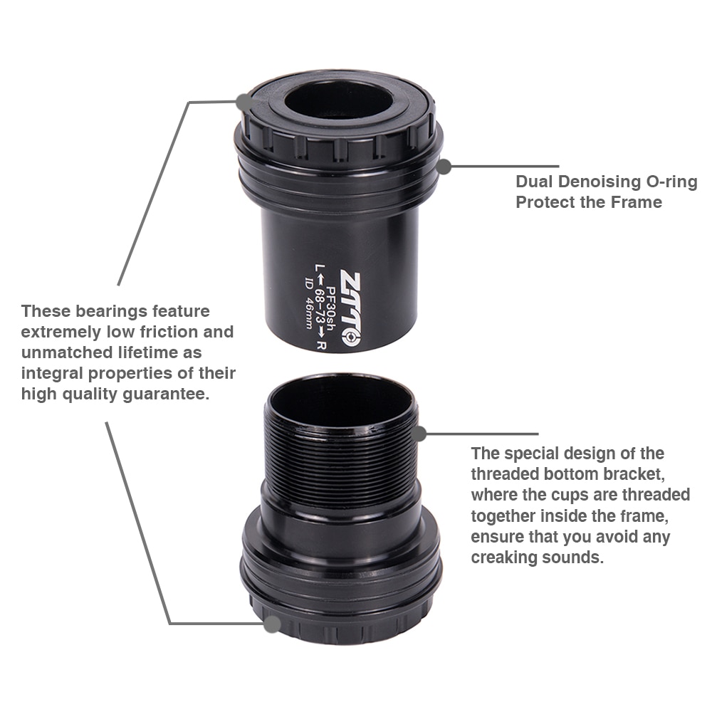 ZTTO PF30sh PF30 24 GXP-Adaptador de rodamientos inferiores de bicicleta, prensa de ajuste, eje de bloqueo para piezas de bicicleta de montaña y carretera, juego de cadena de bielas de 24mm