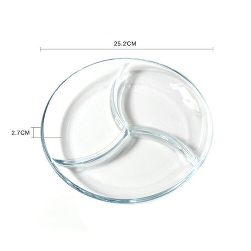 Glass tredelt tallerken frokost fruktsalat separat dessert snack tallerken  pf9062: Stor