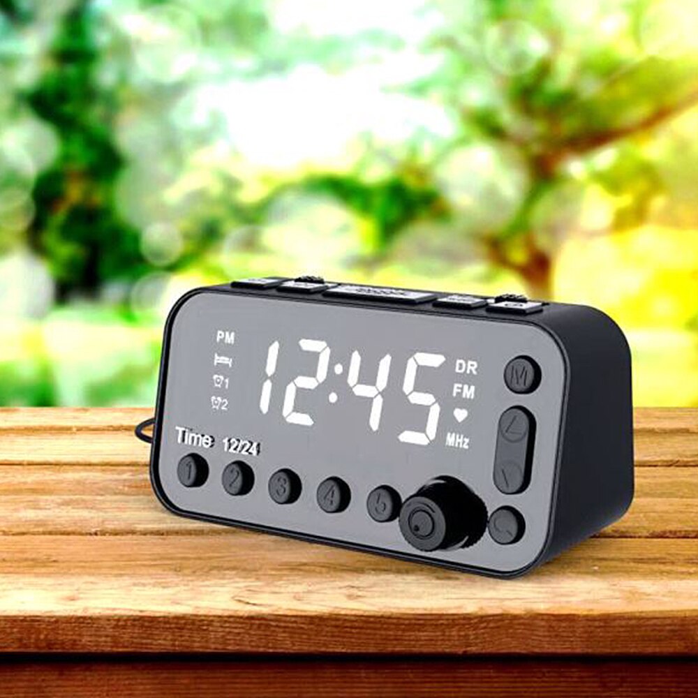 DAB &amp; FM Radio Digital Alarm Clock LCD Backlight Dual USB Port Sleep Timer for Office Bedroom Travel