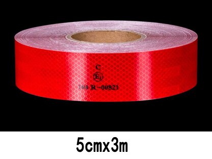 Car Reflective Strip Truck Trailer Reflective Tape Sticker Warning Strip Sign Night Driving Safety: 5cmx3m red