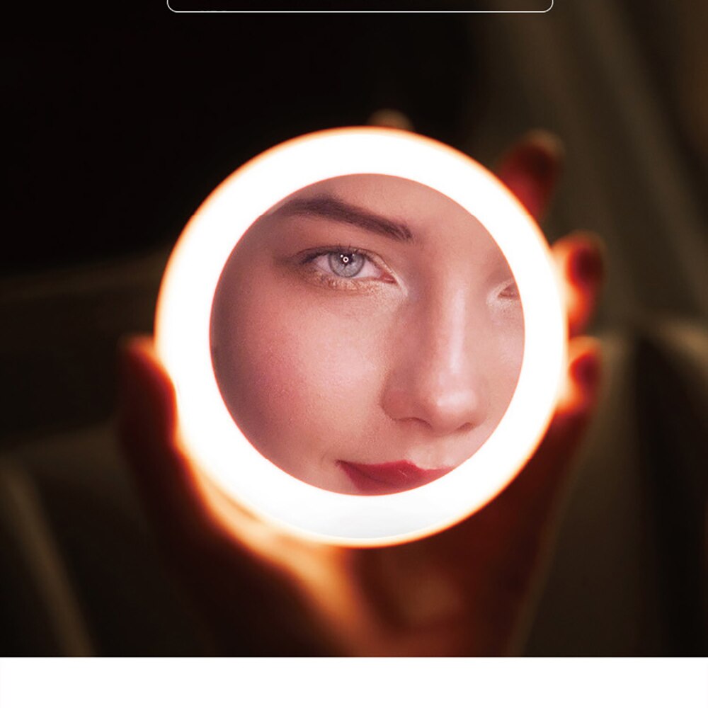 Led makeup spejl mini bærbart ansigtsspejl justerbar touch lysdæmper led makeup spejl lomme kompakt kosmetisk makeup spejl