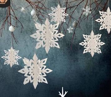 6pcs/set 3D cardboard hollow Snowflakes Hanging decorations Christmas Year decorations for the home party decorations Natal: B