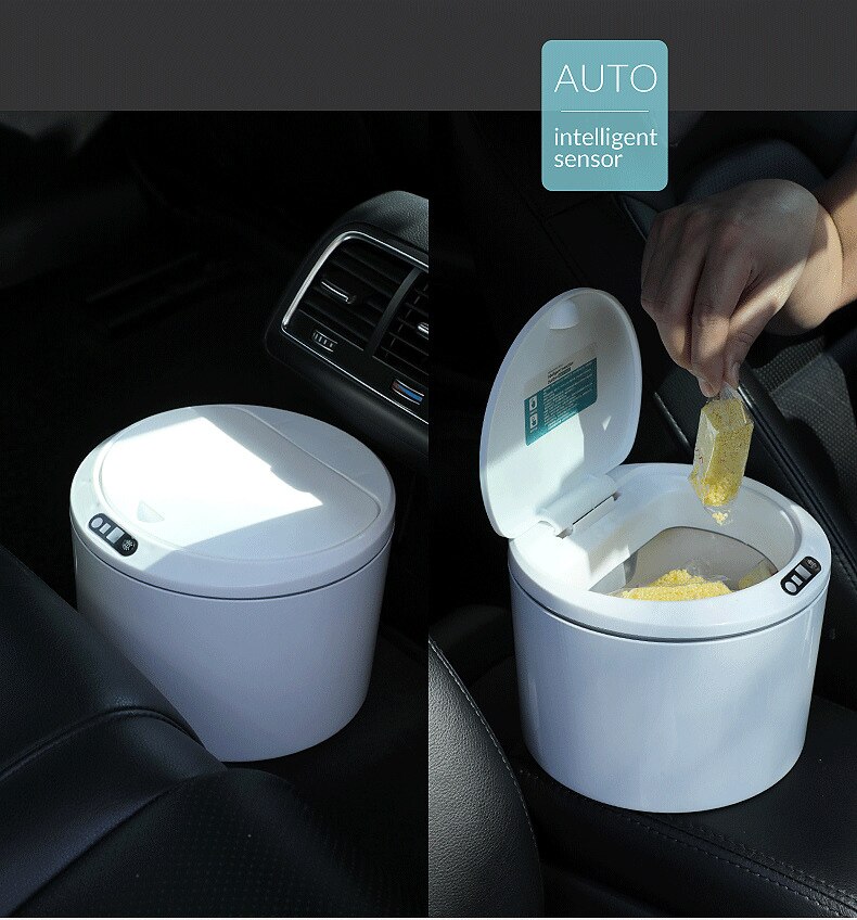 Smart Induction Trash Can Solid Color Desktop Snack Stationery Waste Bin Office Kitchen Bedroom home car