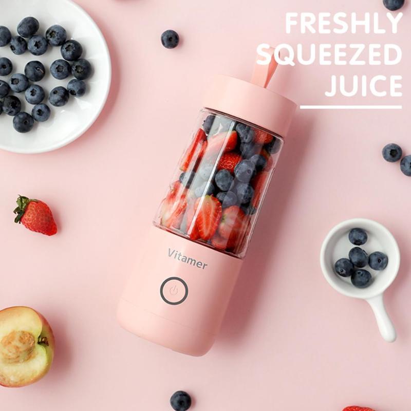 350/380ml 4 terää kannettava mehupuristin kuppi usb ladattava tehosekoitin smoothie hedelmä-vihannessekoitin soijapapujäämurskain lihamylly