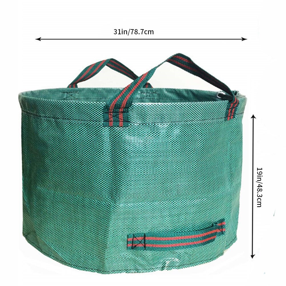 Sac à déchets de jardin vert réutilisable, étanche, robuste, poignées pour mauvaises herbes d'extérieur