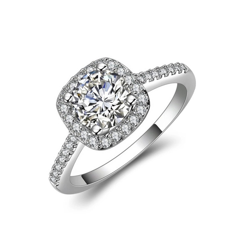 Mode-sieraden Plated 925 Zilveren Zirconia Ringen Voor Vrouwen Wedding Engagement Promise Verklaring Ringen Crystal