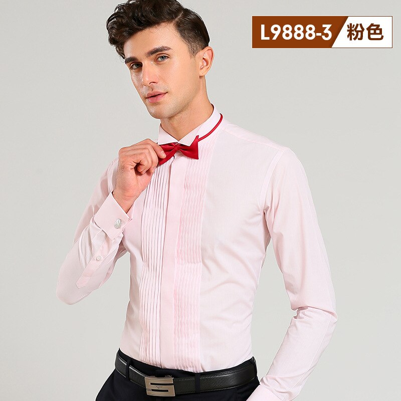 Französisch Manschette Hemden Langarm lässig Luxus Rauchen Hemd Weiß Schwarz Rosa Party Hochzeit Männlichen Kleid Shirt Männer Kleidung: Rosa / 39 ist asiatisch Größe M