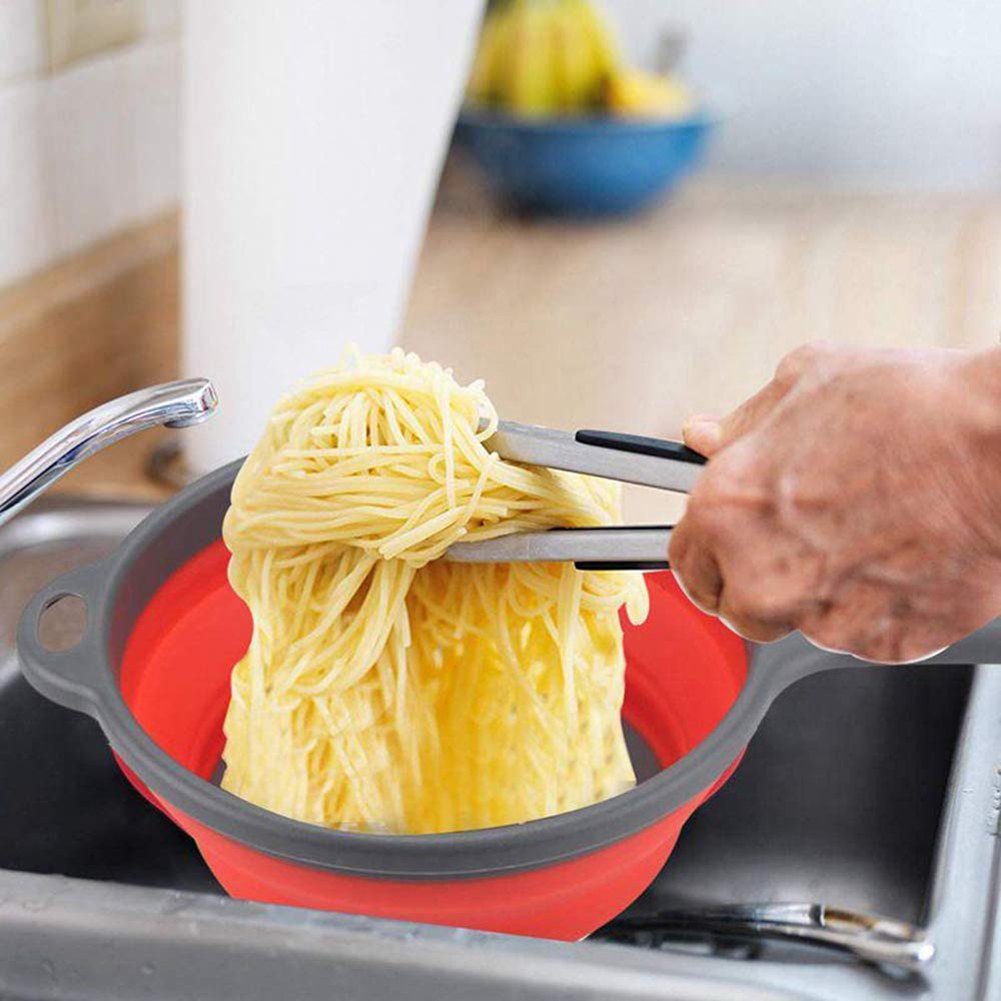 Kitchen Foldable Strainers With Handle Collapsible Vegetable Fruits Food Washing Silicone Basket Strainers Folding Filter Draini