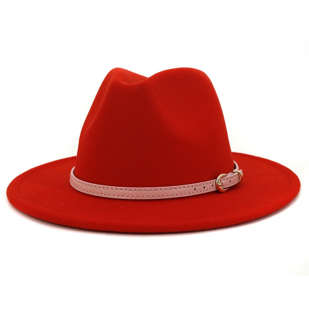Fs roze vilten hoed winter fedora hoeden dames imitatie wol mix brede rand panama klassieke britse herfst dame jazz pet voor heren: Oranje