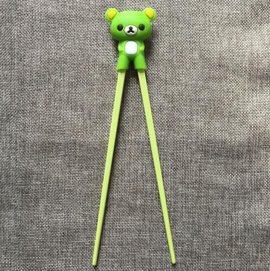 Palillos de entrenamiento y aprendizaje para niños, oso, Panda, gato, multicolor, palillo chino, para principiantes, 1 par: Green