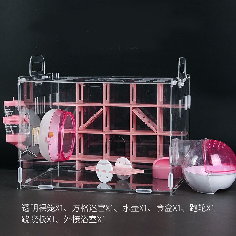 Transparent Hamster Cage Acrylic Large Hamster Guinea Pig Cage Labyrinth Villa Small Pet Nest Full Toys Set Hamster Accessories: 10