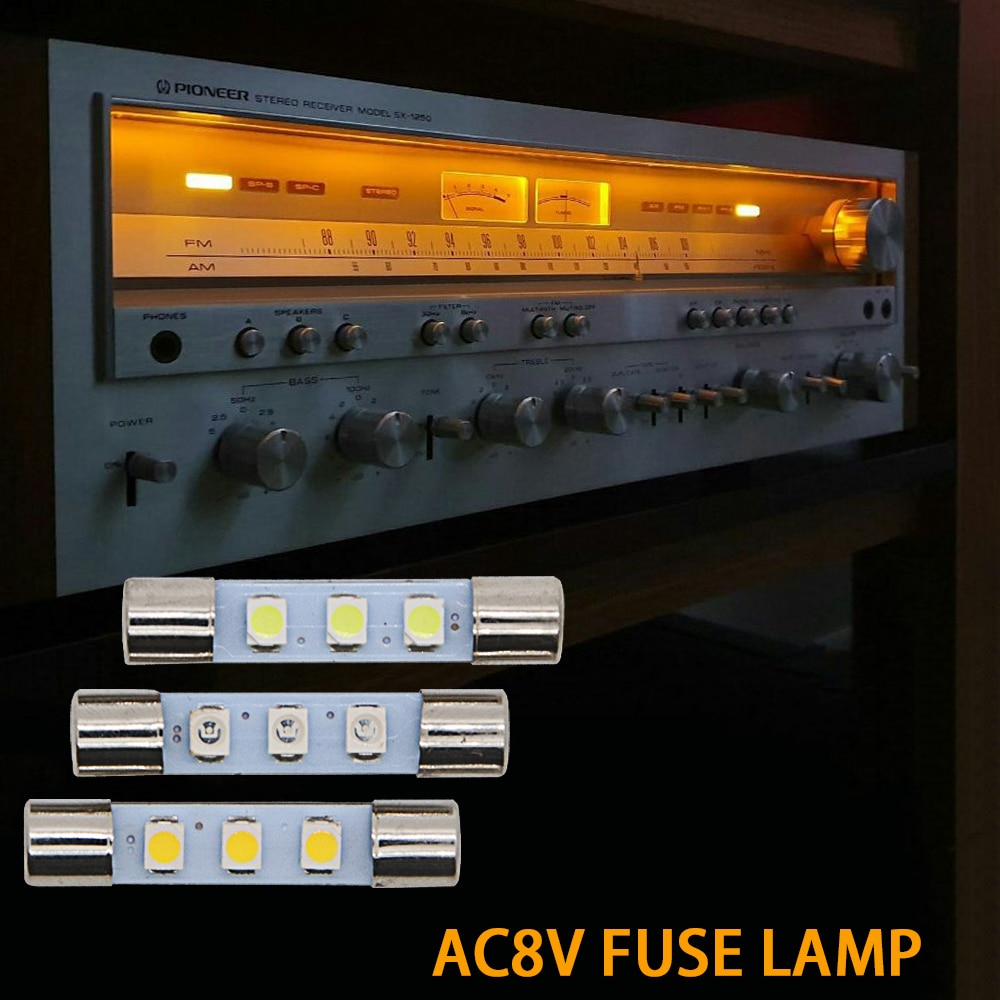 10X AC8V Voiture Feston 29mm 31mm Style LUMIÈRE LED Remplacer À Incandescence Lampe Fusible Ampoules 8V250mA S'adapte Vintage Stéréo Récepteurs Audio