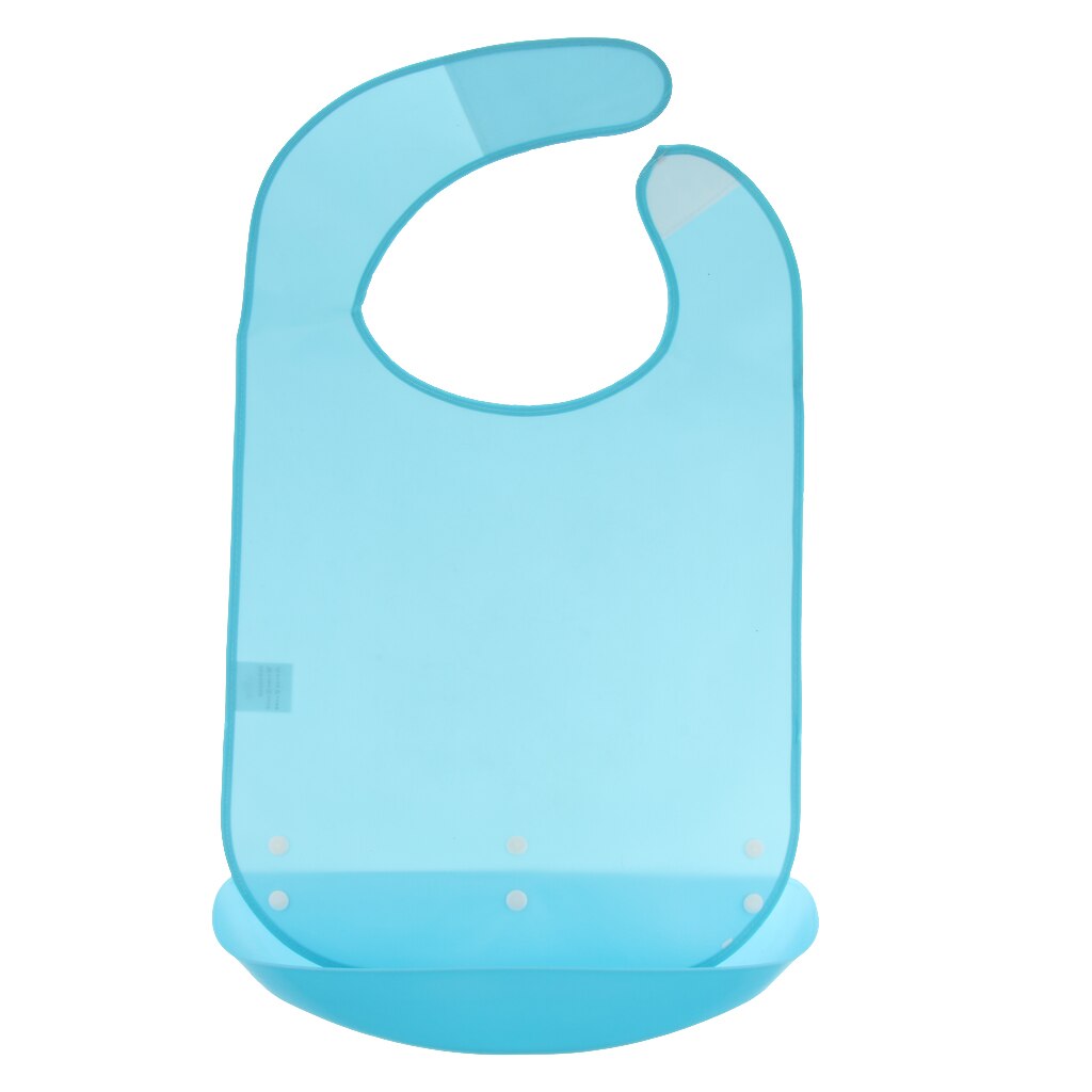Comidas ropa Protector Baberos ayuda para discapacitados delantal con bolsillo PE azul perfecto para comer y beber, anti-derrames