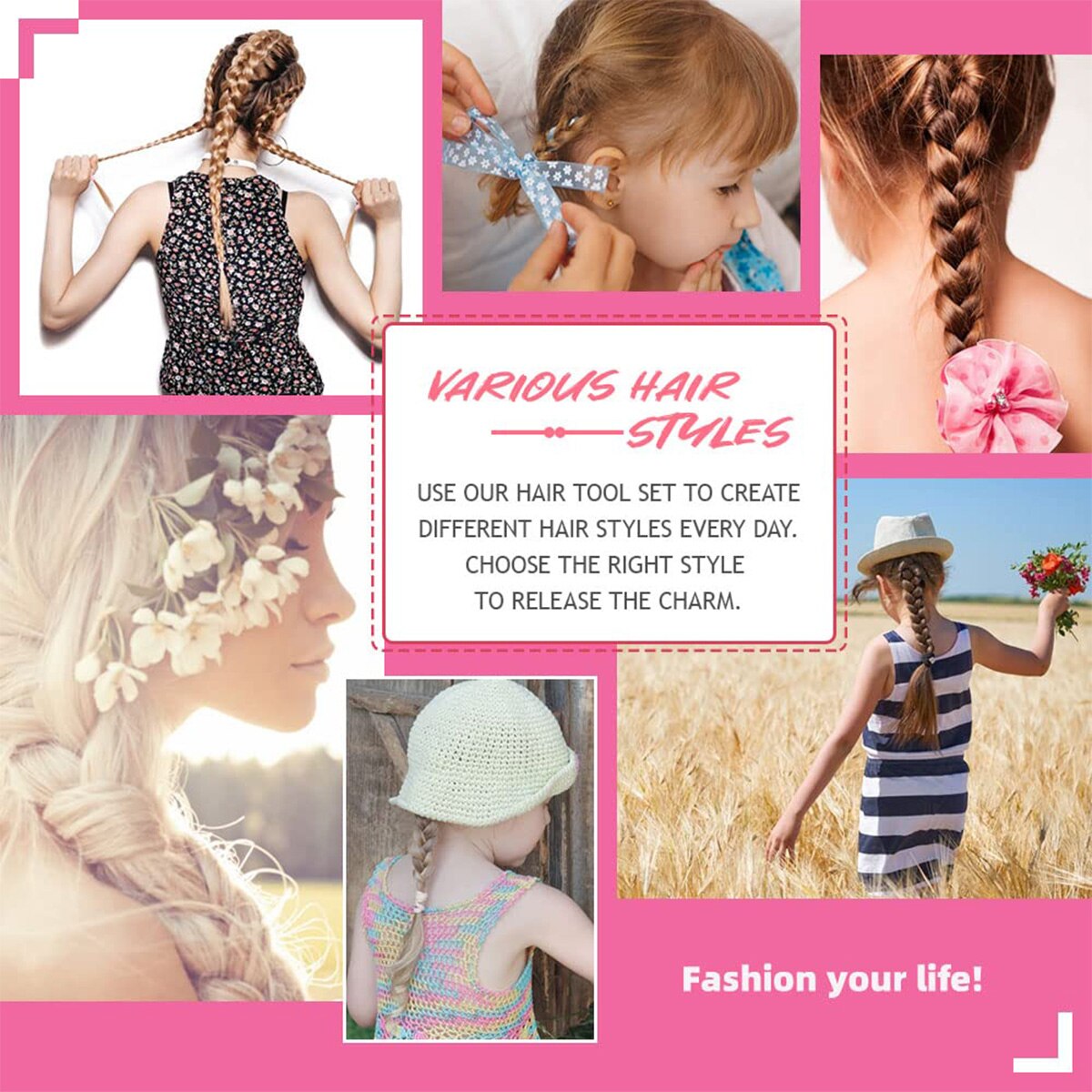 Juego de Herramientas para trenzado de cabello, Kit de herramientas de cola de Topsy para peluquería, accesorios para peinado de cabello DIY, trenzas de ciempiés franceses simples, 4 unids/set