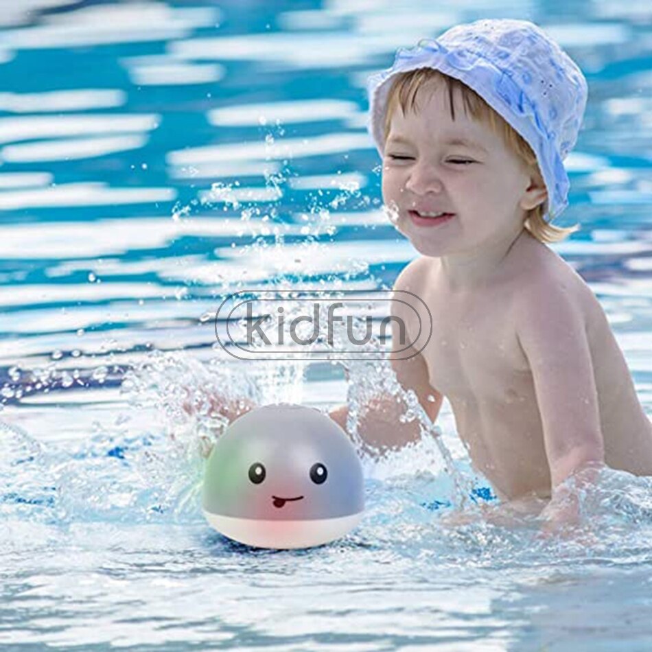 Baby Bath Toys Spray Water Whale LED Light Up Bath Toys for Kids Electric Whale Induction Water Spay Ball Bathroom Bathtub Toys