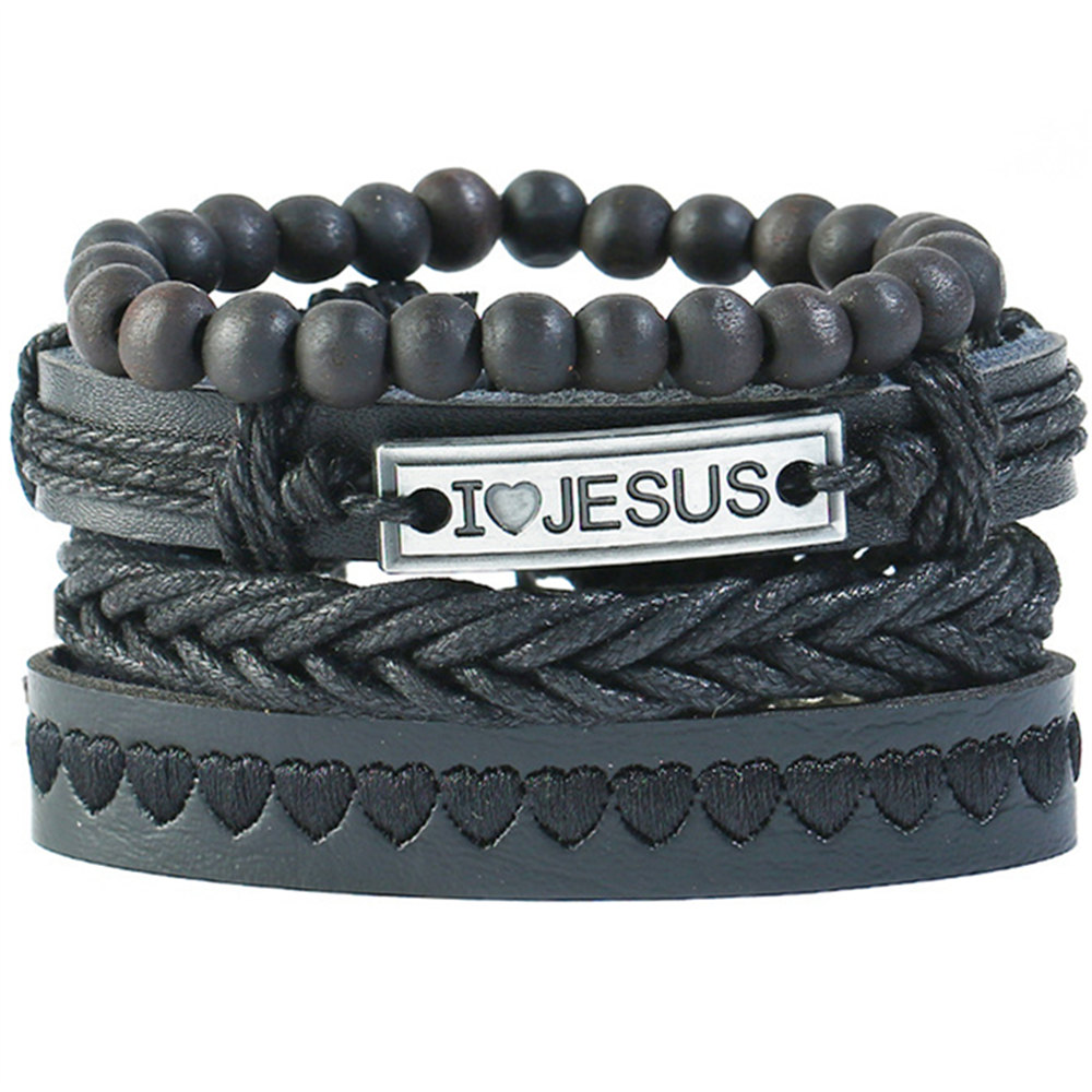 Causul 4pcs/set Handmade Beads Rope Woven Men Multilayer Charm Leather Bracelets For Women Homme Jewelry Accessories: style  10