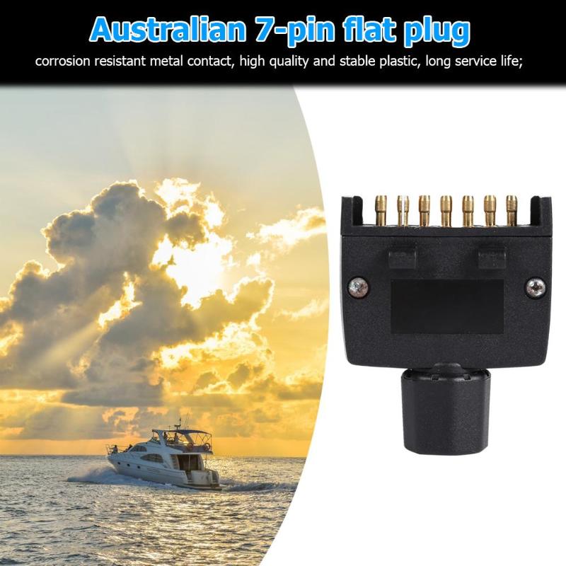 7 pin au flat han trailer stikkontakt stik adapter til rv båd lastbil velegnet til rv lastbil skib og trailer sort