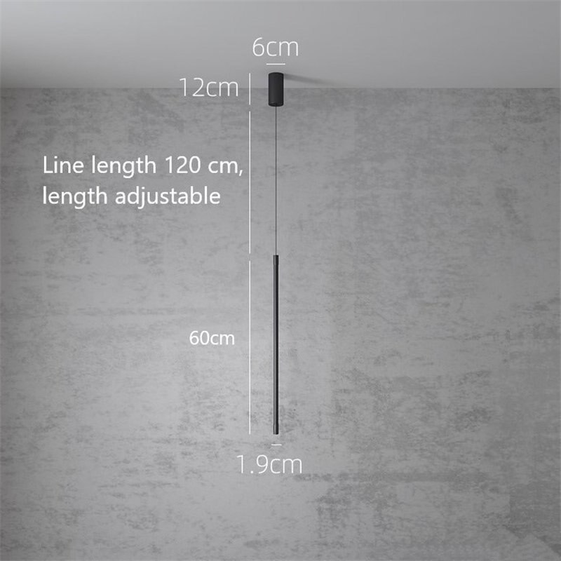 Minimalistisk soveværelse sengelampe moderne stue tv væg led pendel geometri linje strip hængende lysarmaturer: Stanglængde 60cm / Varmt hvidt lys