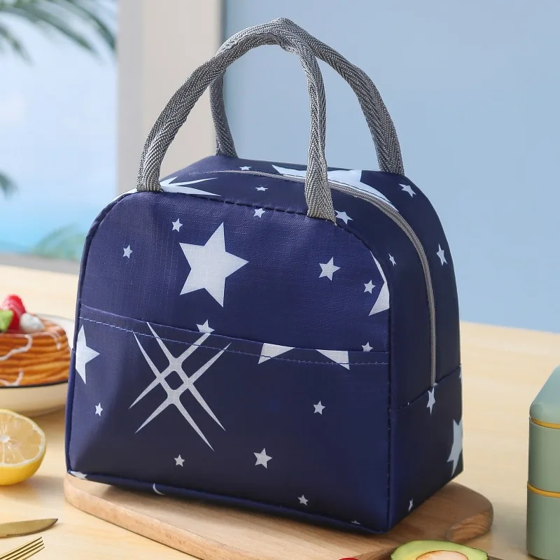 Bolsa de almuerzo con asa, bolsa térmica aislante para mujer y niño, fiambrera para picnic, viaje, almacenamiento de frutas y alimentos, bolsas térmicas para desayuno: Castaño