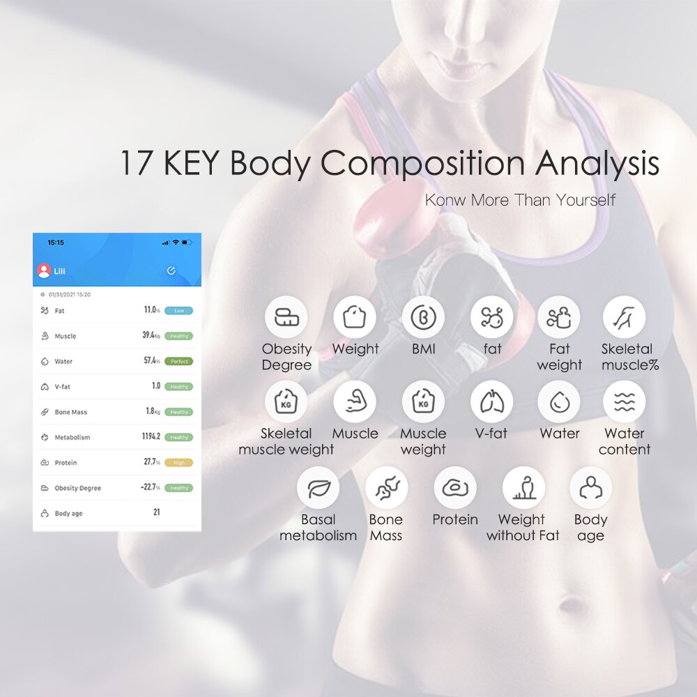 Body Scale Weight Health Bathroom Floor Scale Smart Wireless Digital Scale High Precision Measurements Body Composition Analyzer