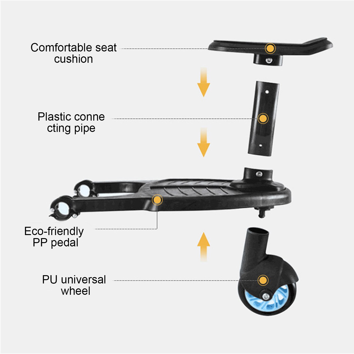 Adaptador de Pedal auxiliar para cochecito de bebé de , tablero con ruedas, Asiento desmontable para niños
