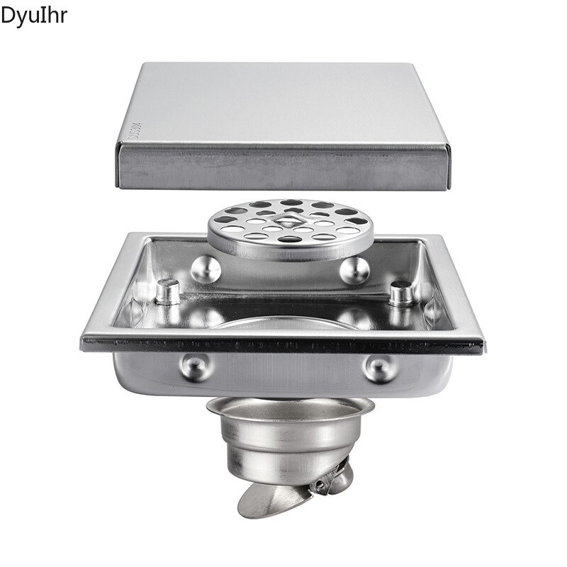 Stainless Steel Floor Drain 150mm Large Displacement Hidden Tileable Deodorant Floor Drain Floor Drain DyuIhr