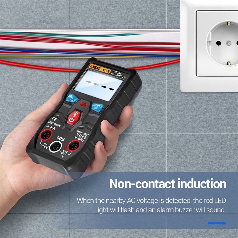 Bluetooth Current Meter Multimeter V05B Digital True RMS Ammeter w/Flashlight for Household Electricity Accessories