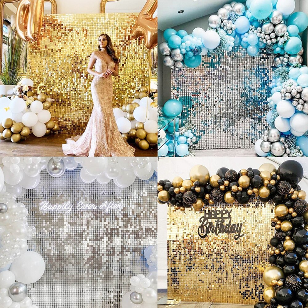 Large Square Shimmer Wall Panels Sequins Backdrop Party Background Air Activated Decor for Events Birthday Wedding 35x35cm