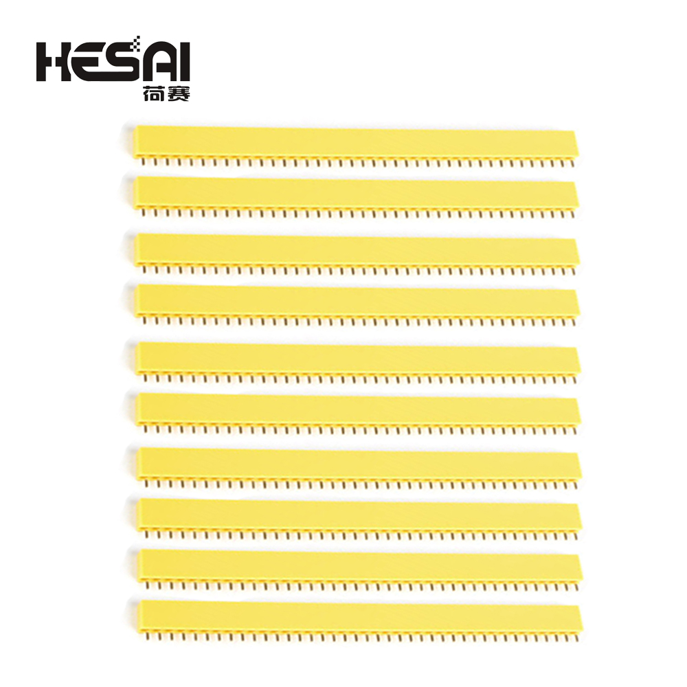 10 Uds 2,54mm de una sola fila hembra PCB placa Pin Header conector tira Pinheader 1x40 pin enchufe colorido: YELLOW