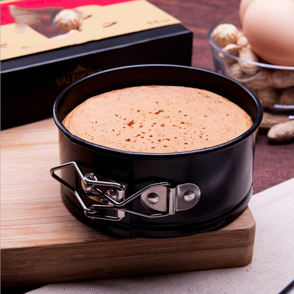 1 stk runde mini bagefade springform pan non-stick 3 lag kage dessert cheesecake sort kulstofstål kager forme 18-24cm
