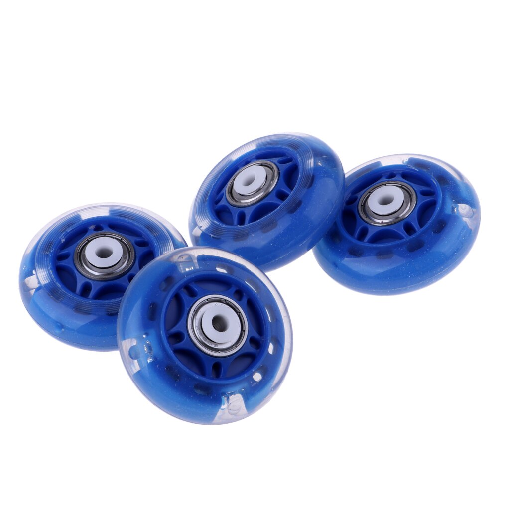 4-Pack 64Mm Inline Skate Wielen Inline Skates Vervanging Wheel Met Lagers Voor Mannen Vrouwen Outdoor Schaatsen Accessoires: Blue
